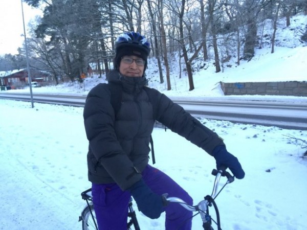 cyklist i vinter