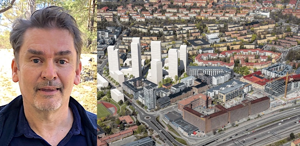 collage man flygbild telefonplan