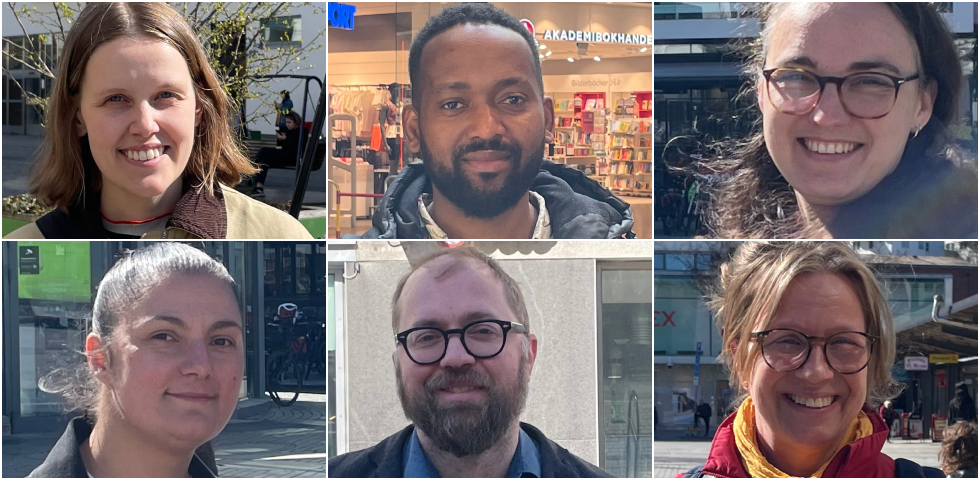 Collage på 6 personer ute