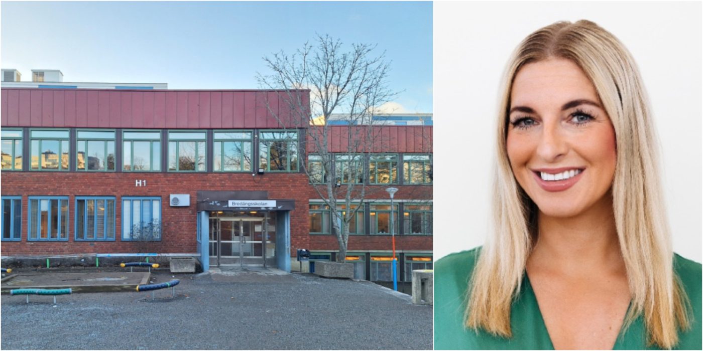 Kollage på Bredängsskolan och Sophia Granswed Baat.