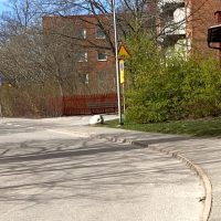 kvinna vid busshållplats