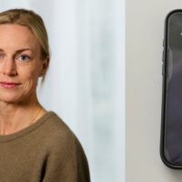 Kvinna och mobiltelefon