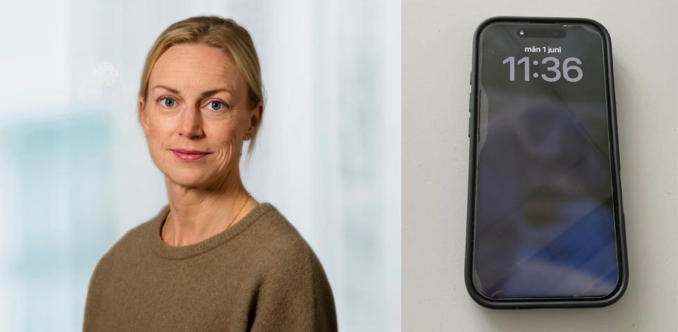 Kvinna och mobiltelefon